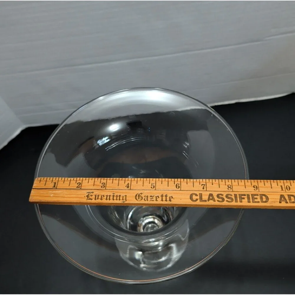 Vtg Etched Clear Glass Footed Trumpet Vase – 9